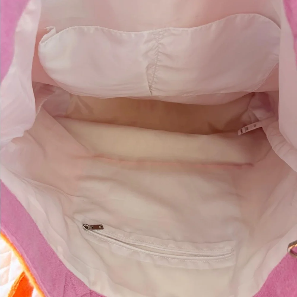 Echo Terry Rocker Large‎ Beach Tote Bag Orange Pink Color-Blocked Casual Roomy - Picture 8 of 12